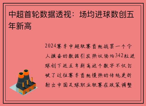 中超首轮数据透视：场均进球数创五年新高